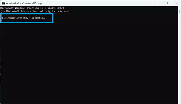 Enter ipconfig